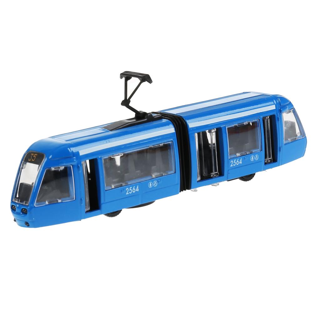 Инерционная металлическая модель - Трамвай с гармошкой, 19 см WB) 